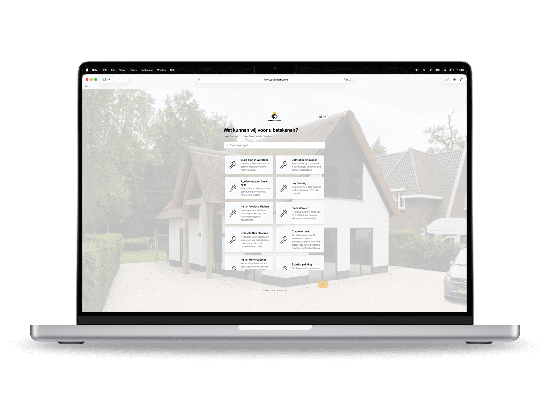 Buildlyform form on MacBook